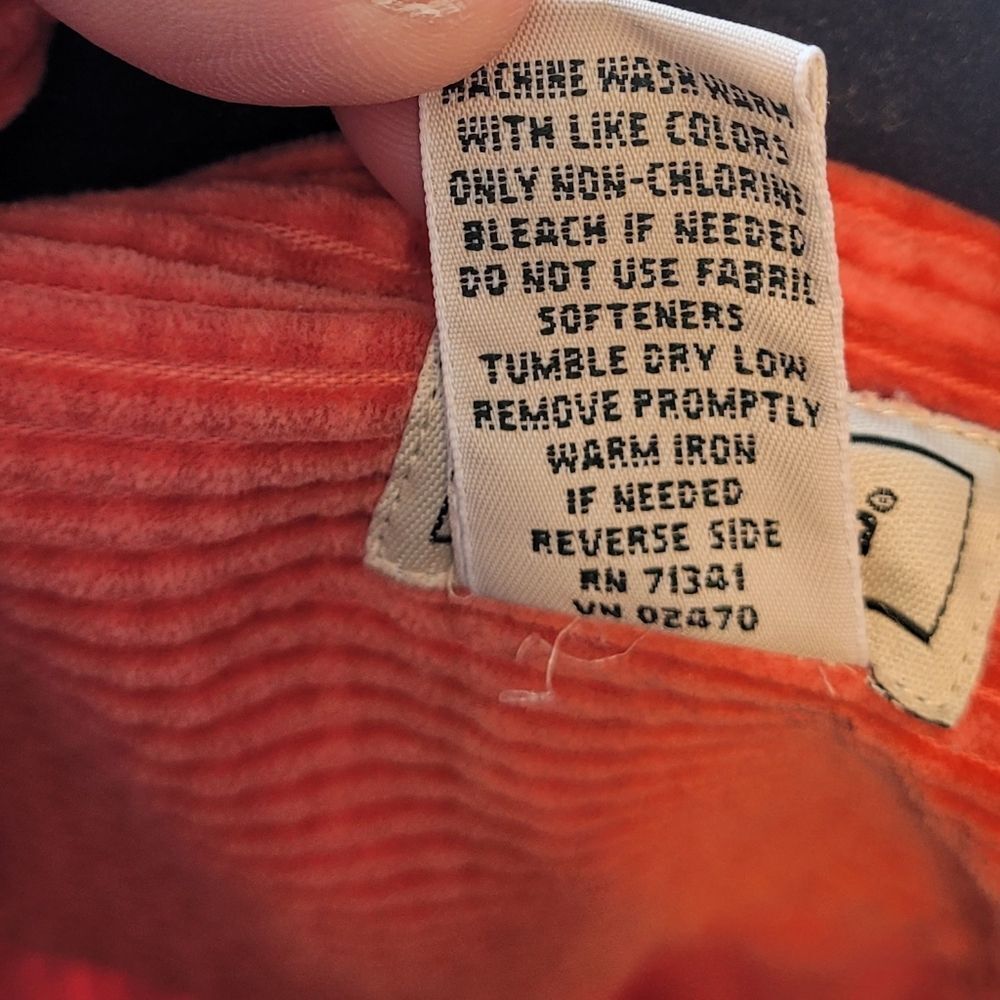 L.L. Bean Vintage Rust Orange Corduroy Button Front Top Women's Size LP - Picture 5 of 6